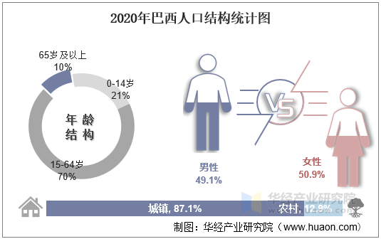 2020年巴西人口结构统计图