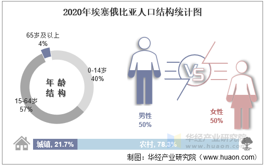 2020年埃塞俄比亚人口结构统计图