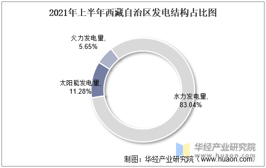 2021年上半年西藏自治区发电结构占比图