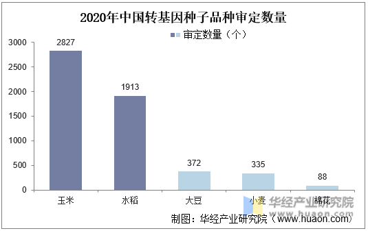 2020年中国转基因种子品种审定数量