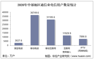 2020年中部地区通信业电信用户、电信业务及电信资产统计分析