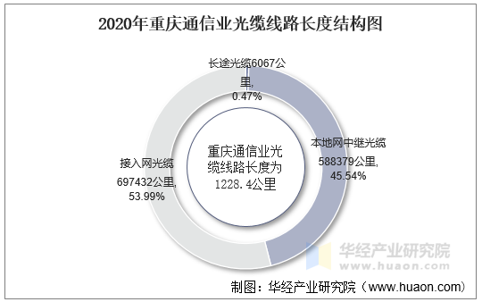 2020年重庆通信业光缆线路长度结构图