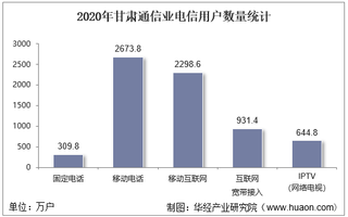 2020年甘肃通信业电信用户、电信业务及电信资产统计分析