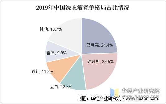 2019年中国洗衣液竞争格局占比情况