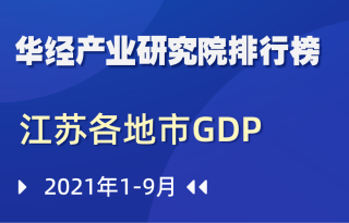 2021年前三季度江苏省各地市GDP排行榜：苏州、南京、无锡超万亿元，GDP之和占全省的45.15%