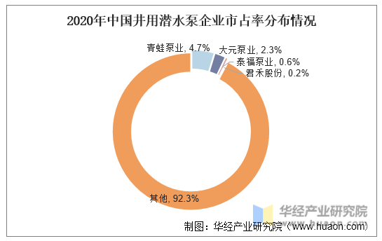 2020年中国井用潜水泵企业市占率分布情况