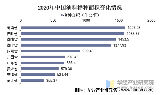 2020年中国油料播种面积变化情况