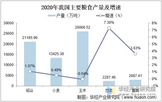 2020年我国主要粮食产量及增速