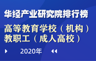 2020年全国各省（区、市）高等教育学校（机构）教职工（成人高校）数量排行榜：北京占9.8%