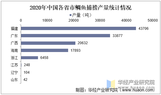 2020年中国各省市鲷鱼捕捞产量统计情况