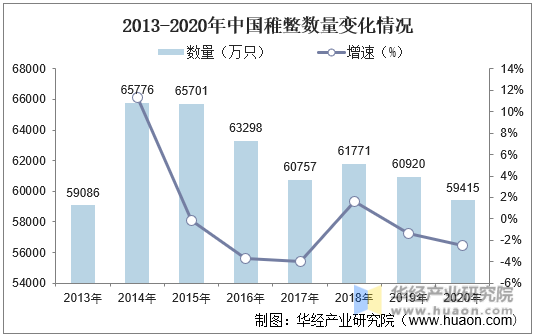 2013-2020年中国稚鳖数量变化情况