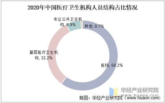 2020年中国医疗卫生机构人员结构占比情况
