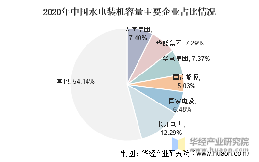2020年中国水电装机容量主要企业占比情况