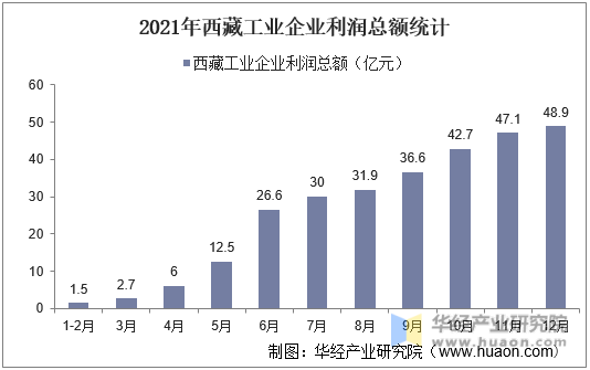 2021年西藏工业企业利润总额统计