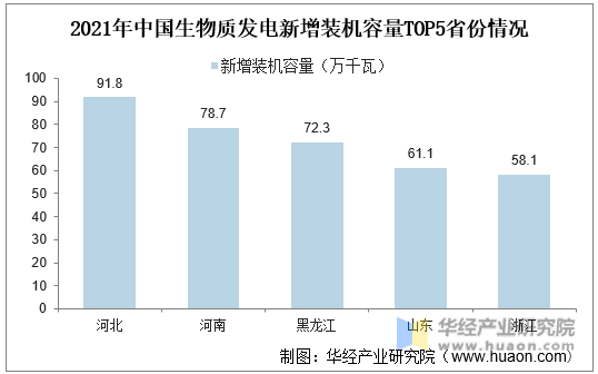 2021年中国生物质发电新增装机容量TOP5省份情况