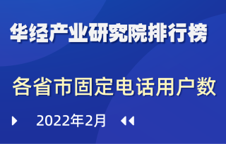 2022年2月全国各省市固定电话用户数排行榜：广东第一，占全国比重的11.4%