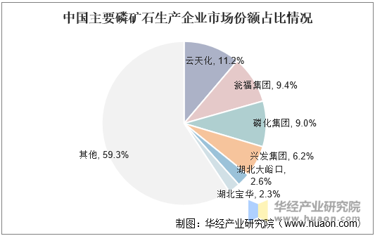 中国主要磷矿石生产企业市场份额占比情况