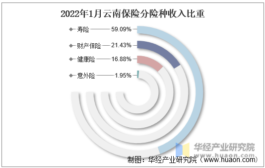 2022年1月云南保险分险种收入比重