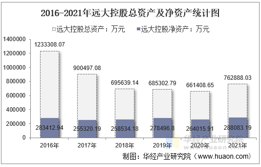 2016-2021年远大控股总资产及净资产统计图