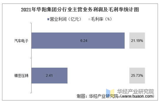 2021年华阳集团分行业主营业务利润及毛利率统计图