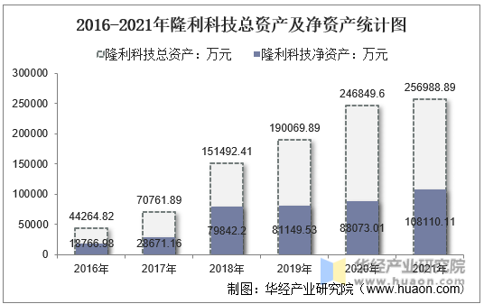 2016-2021年隆利科技总资产及净资产统计图