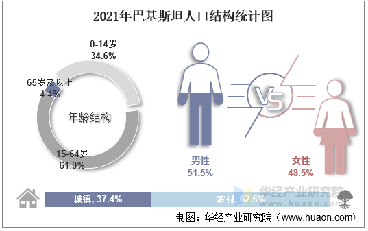 2021年巴基斯坦人口结构统计图