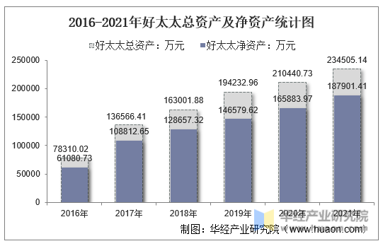 2016-2021年好太太总资产及净资产统计图