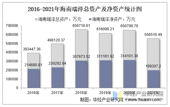 2016-2021年海南瑞泽总资产及净资产统计图