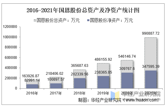 2016-2021年国恩股份总资产及净资产统计图