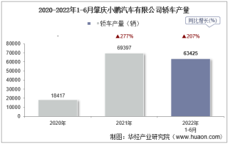 2022年6月肇庆小鹏汽车有限公司轿车产量、销量及产销差额统计分析