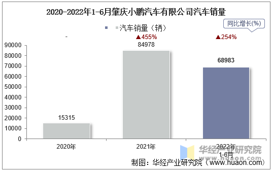 2020-2022年1-6月肇庆小鹏汽车有限公司汽车销量