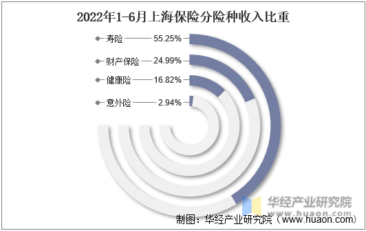 2022年1-6月上海保险分险种收入比重