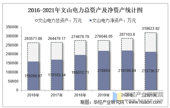 2016-2021年文山电力总资产及净资产统计图