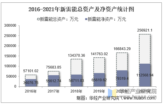 2016-2021年新雷能总资产及净资产统计图