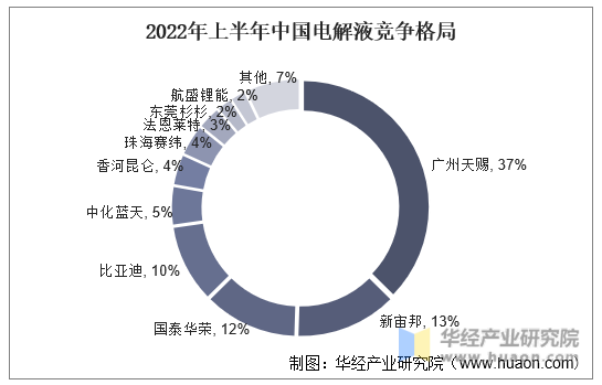 2022年上半年中国电解液竞争格局