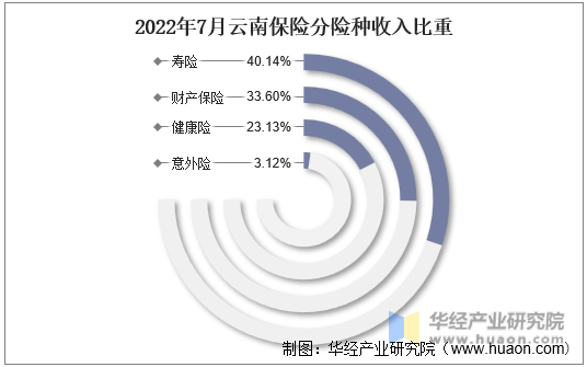 2022年7月云南保险分险种收入比重