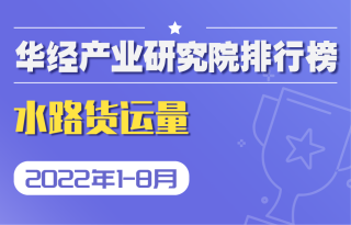 2022年1-8月全国部分地区水路货物运输量排行榜：湖北水路货运量增幅最大，增长24.3%