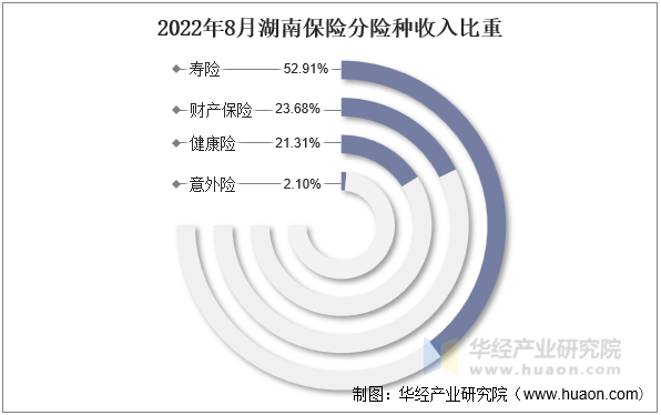 2022年8月湖南保险分险种收入比重