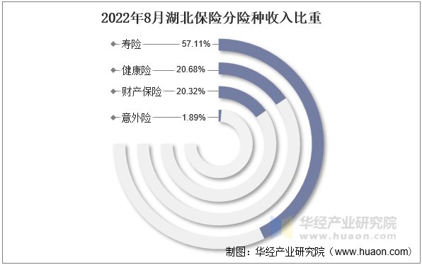 2022年8月湖北保险分险种收入比重