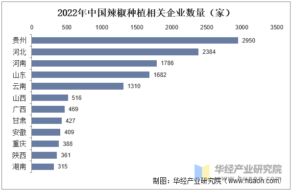 2022年中国辣椒种植相关企业数量（家)
