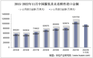 2022年11月中国服装及衣着附件进口金额统计分析