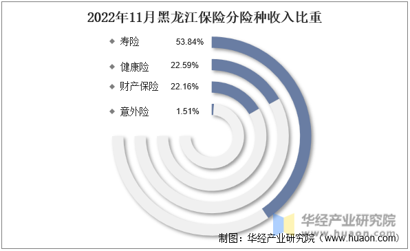 2022年11月黑龙江保险分险种收入比重
