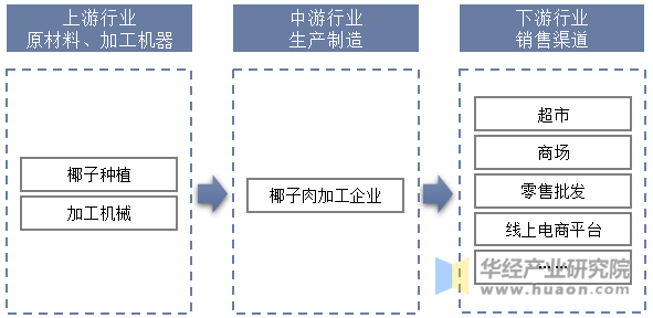 中国椰子肉加工行业产业链结构示意图