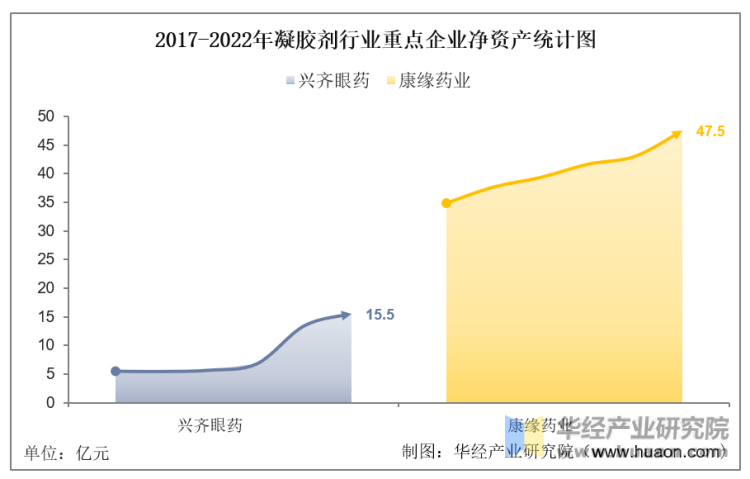 2017-2022年凝胶剂行业重点企业净资产统计图