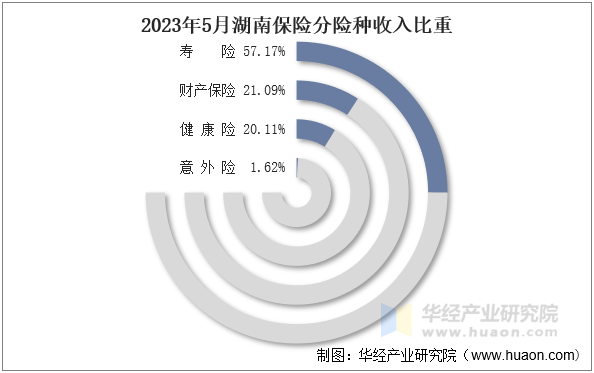 2023年5月湖南保险分险种收入比重