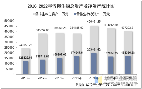 2016-2022年雪榕生物总资产及净资产统计图