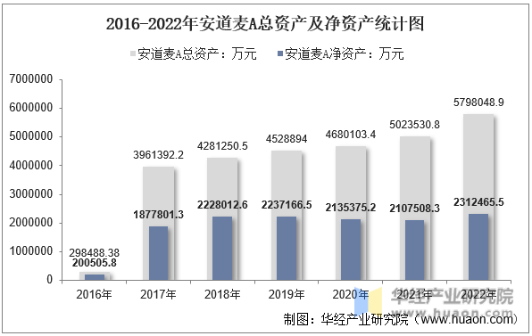 2016-2022年安道麦A总资产及净资产统计图