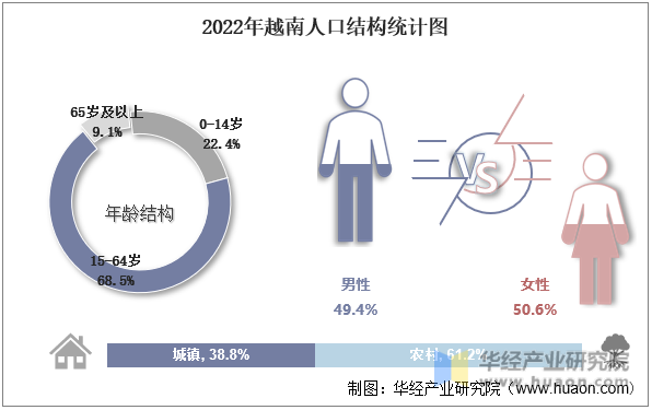 2022年越南人口结构统计图