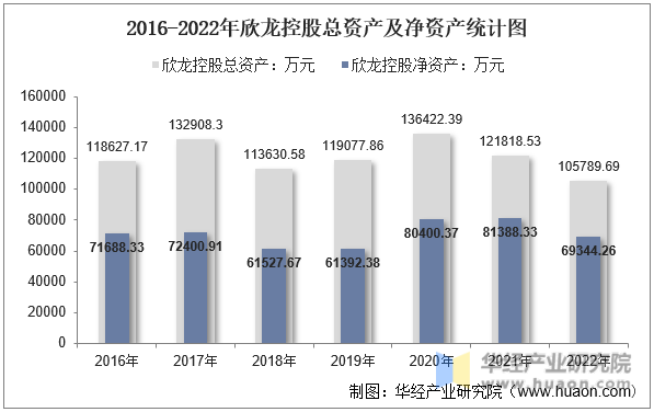 2016-2022年欣龙控股总资产及净资产统计图