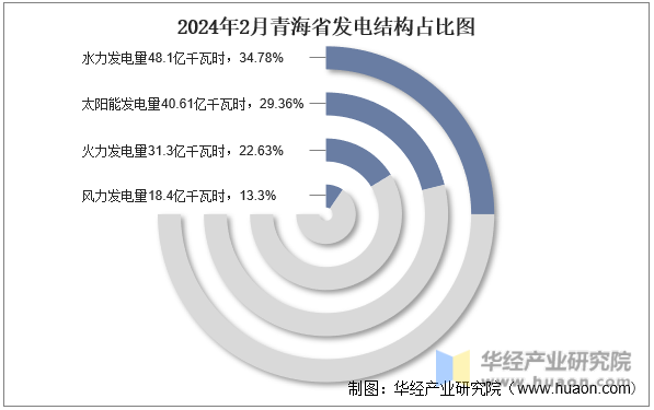 2024年2月青海省发电结构占比图